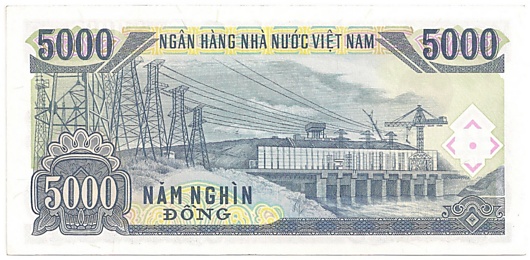 Vietnam banknote 5000 Dong 1991, 5000₫, back