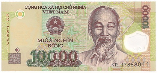 Vietnam polymer 10,000 Dong 2017 banknote, 10000₫, face