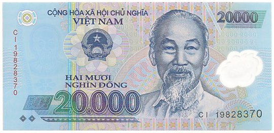 Vietnam polymer 20,000 Dong 2019 banknote, 20000₫, face