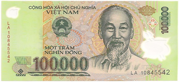 Vietnam polymer 100,000 Dong 2010 banknote, 100000₫, face
