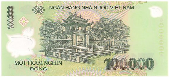 Vietnam polymer 100,000 Dong 2018 banknote, 100000₫, back