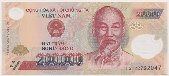 Vietnam polymer 200,000 Dong 2022 banknote, 200000₫, face