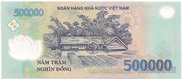 Vietnam polymer 500,000 Dong 2016 banknote, 500000₫, back