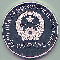 Vietnam 100 Dong 1990 coin, reverse