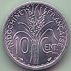 French Indochina 10 Cents 1945 coin