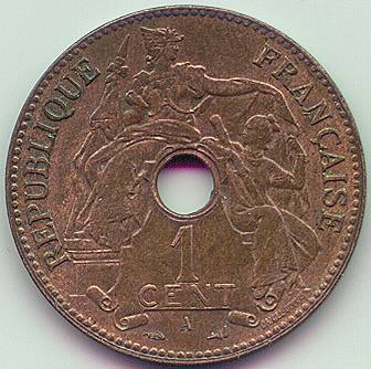 French Indochina 1 Cent 1900 coin, obverse
