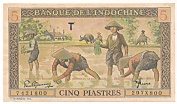 French Indochina 5 Piastres 1944 banknote