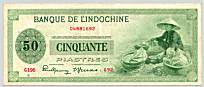 French Indochina 50 Piastres 1945 banknote