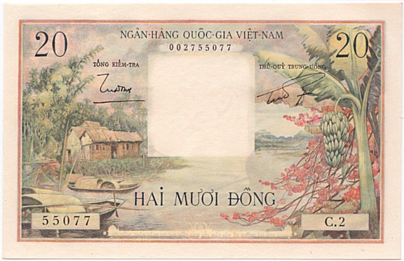South Vietnam banknote 20 Dong 1956, face