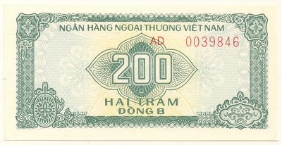 Vietnam foreign exchange certificate 200 dong 1987, face
