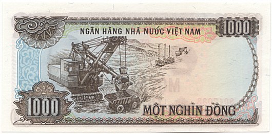 Vietnam banknote 1000 Dong 1987, back