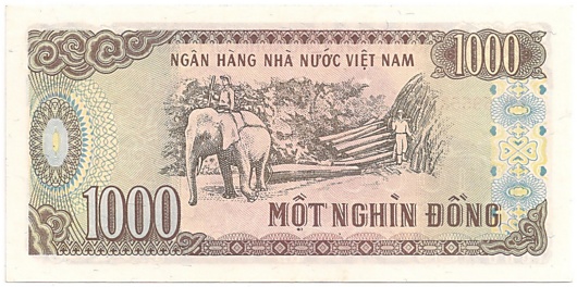 Vietnam banknote 1000 Dong 1988, back