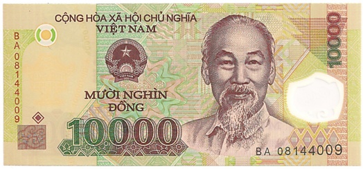 Vietnam polymer 10000 Dong 2008 banknote, face