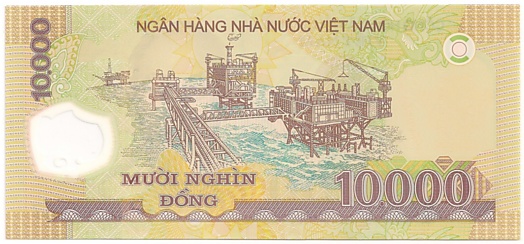 Vietnam polymer 10000 Dong 2010 banknote, back