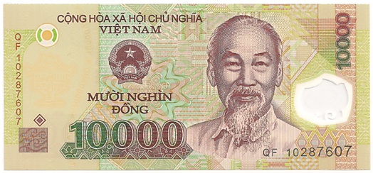 Vietnam polymer 10000 Dong 2010 banknote, face
