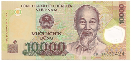 Vietnam polymer 10000 Dong 2014 banknote, face
