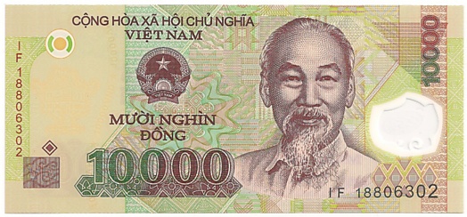 Vietnam polymer 10000 Dong 2017 banknote, face