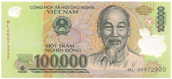 Vietnam polymer 100000 Dong 2006 banknote, face