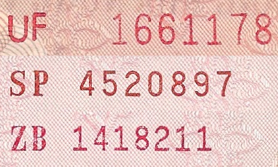 Serial number types on Vietnam 200 Dong 1987 banknotes