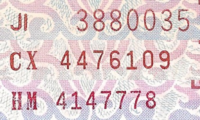 Serial number types on Vietnam 500 Dong 1988 banknotes