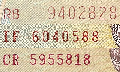 Serial number types on Vietnam 1000 Dong 1988 banknotes