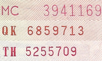 Serial number types on Vietnam 200 Dong 1987 banknotes