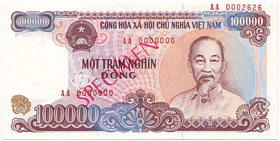 Vietnam banknote 100,000 Dong 1994 specimen, 100000₫, face