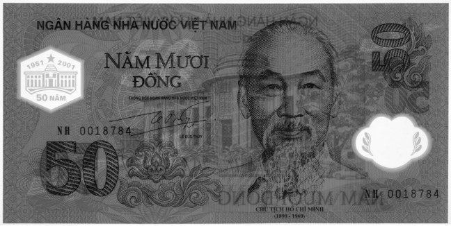 Vietnam 50 Dong 2001 polymer banknote, watermark