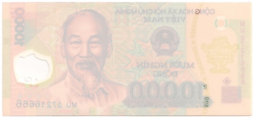 Vietnam polymer 10,000 Dong 2007 banknote error, 10000₫, back