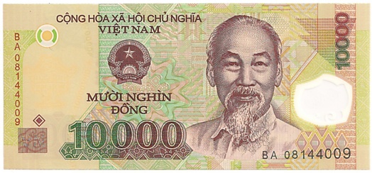 Vietnam polymer 10,000 Dong 2008 banknote, 10000₫, face