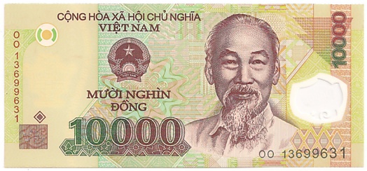 Vietnam polymer 10,000 Dong 2013 banknote error, 10000₫, face
