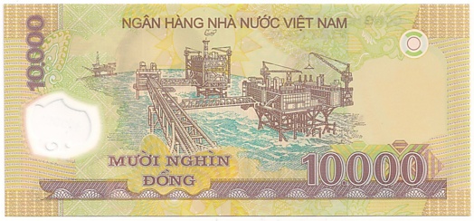 Vietnam polymer 10,000 Dong 2018 banknote, 10000₫, back