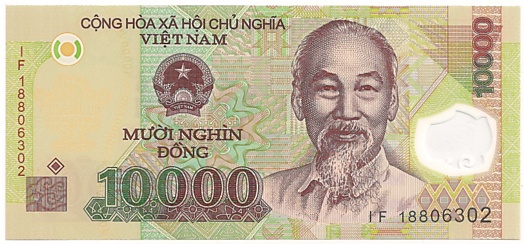 Vietnam polymer 10,000 Dong 2018 banknote, 10000₫, face