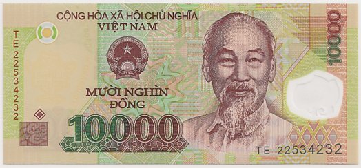 Vietnam polymer 10,000 Dong 2022 banknote, 10000₫, face