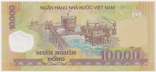 Vietnam polymer 10,000 Dong 2023 banknote, 10000₫, back