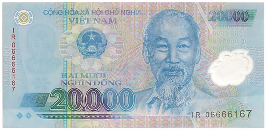Vietnam polymer 20,000 Dong 2006 banknote error, 20000₫, face