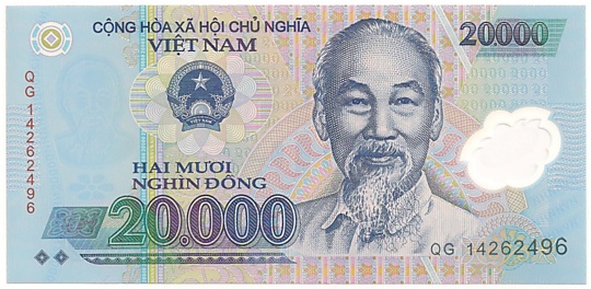 Vietnam polymer 20,000 Dong 2014 banknote, 20000₫, face