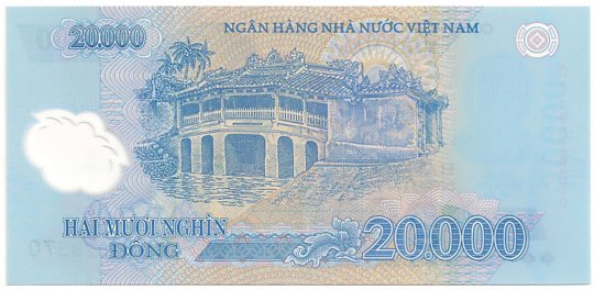 Vietnam polymer 20,000 Dong 2019 banknote, 20000₫, back