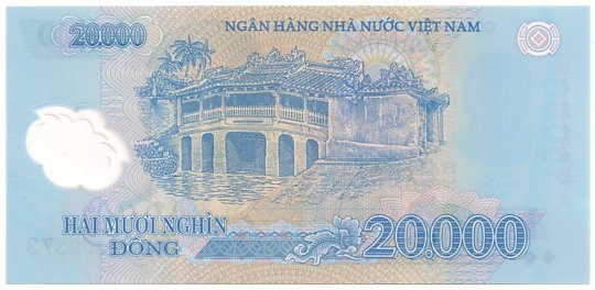 Vietnam polymer 20,000 Dong 2020 banknote, 20000₫, back