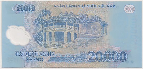 Vietnam polymer 20,000 Dong 2022 banknote, 20000₫, back