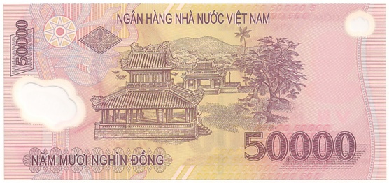 Vietnam polymer 50,000 Dong 2003 banknote, 50000₫, back