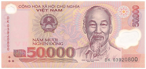 Vietnam polymer 50,000 Dong 2003 banknote, 50000₫, face