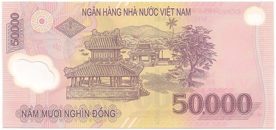Vietnam polymer 50,000 Dong 2005 banknote, 50000₫, back