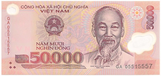 Vietnam polymer 50,000 Dong 2005 banknote, 50000₫, face