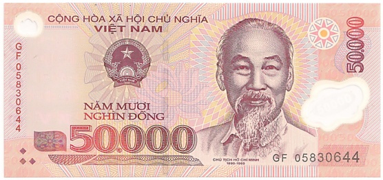 Vietnam polymer 50,000 Dong 2005 banknote error, 50000₫, face