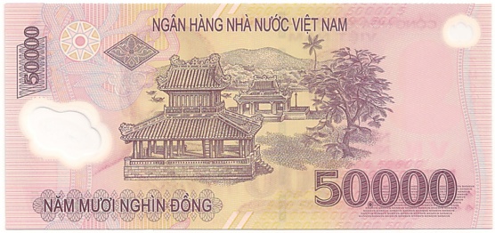 Vietnam polymer 50,000 Dong 2006 banknote, 50000₫, back