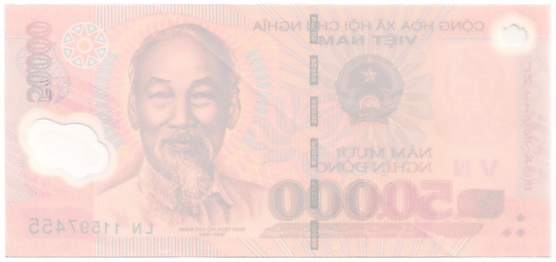 Vietnam polymer 50,000 Dong 2011 banknote error, 50000₫, back