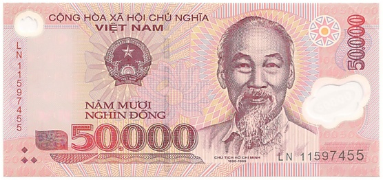 Vietnam polymer 50,000 Dong 2011 banknote error, 50000₫, face