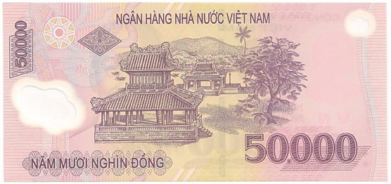 Vietnam polymer 50,000 Dong 2014 banknote, 50000₫, back