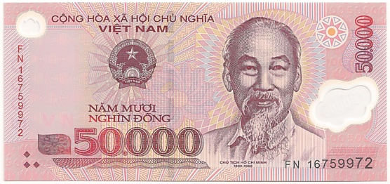 Vietnam polymer 50,000 Dong 2016 banknote, 50000₫, face